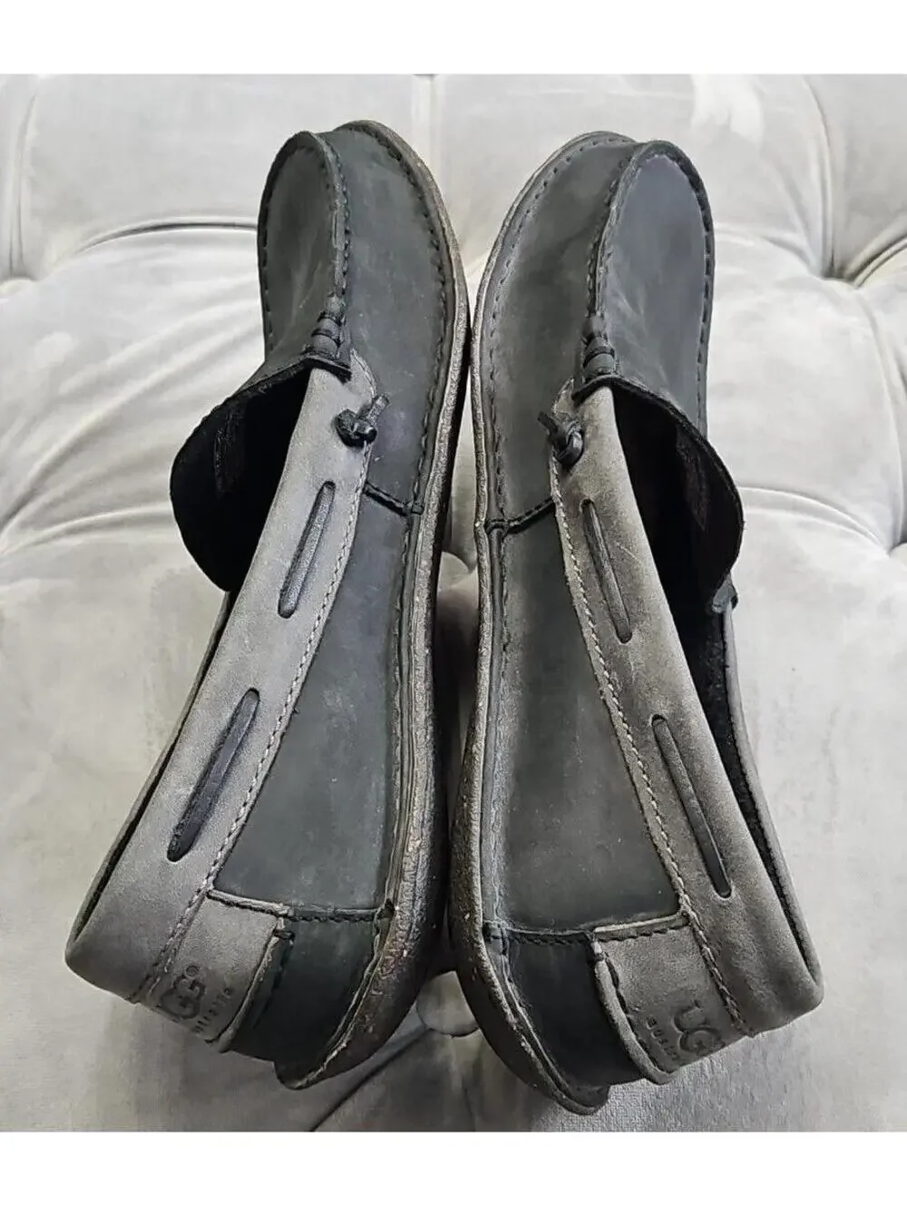 UGG Australia 1005715 Gray Suede Boat Shoes Loafers Mens Flats Slippers 10
